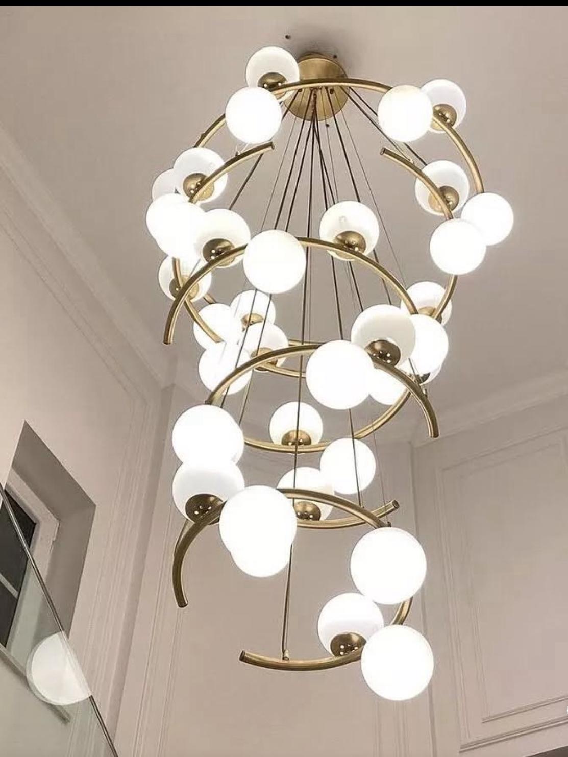 Zeydada Gold Glop Camlı Spiral Galeri Boşluğu Avizesi