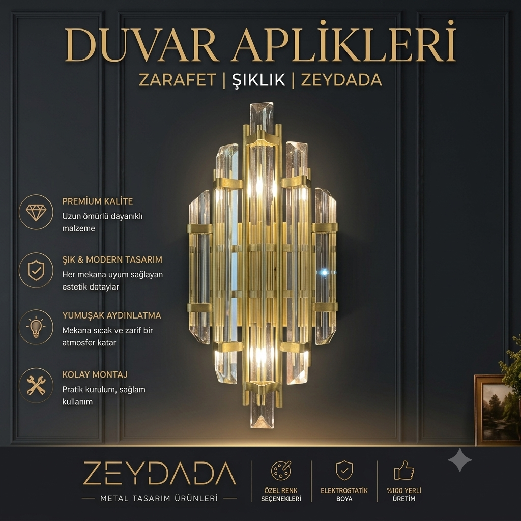 Zeydada deco cyristal sconce otel cafe duvar aplik